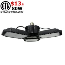 5 Years Warranty 120lm/w Deformable LED Light 60W 80W 100W 120W Garage Lights Motion Sensor 5000K